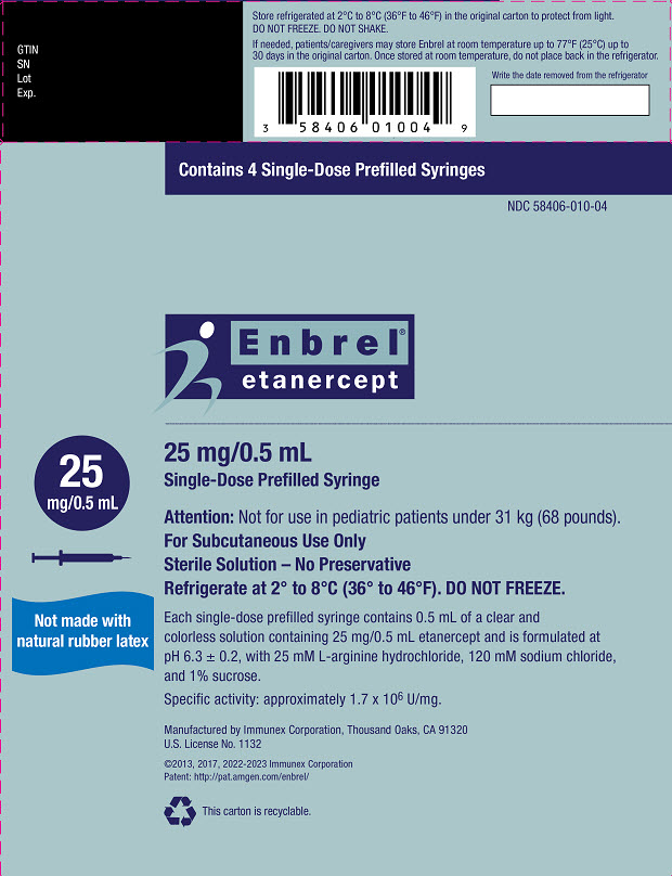 Rx Item-Enbrel 25MG/0.5ML 4 PFS etanercept by Amgen Pharma USA 