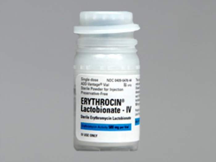 Rx Item-Erythrocin 500MG 10 Add-Vantage Vial by Pfizer Pharma USA Injec