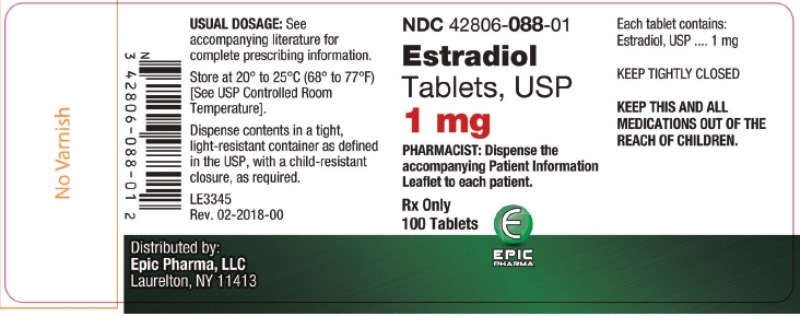 Rx Item-Estradiol 1MG 100 Tab by Epic Pharma USA Gen Estrace 