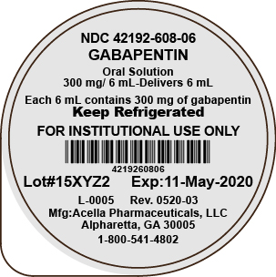 Rx Item-Gabapentin 300MG 40X6 ML Sol by Acella Pharma USA Gen Neurontin UD