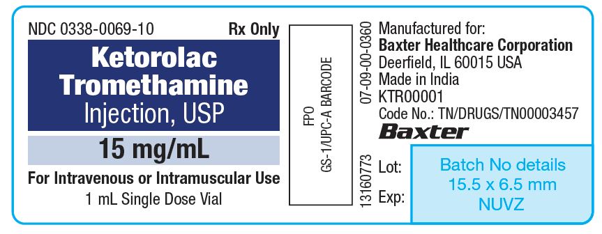 Rx Item-Ketorolac Tro 15MG 10X1 ML Single Dose Vial by Baxter Pharma Gen Toradol