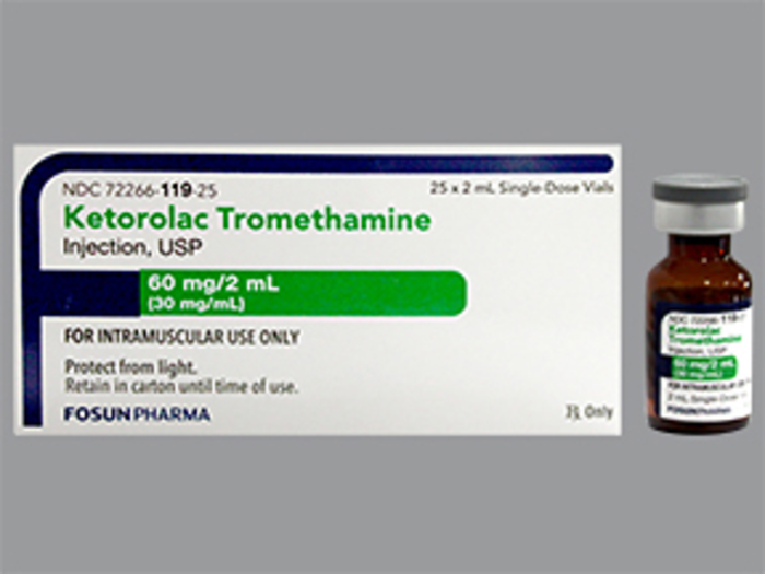 Rx Item-Ketorolac Tromethamine 60MG 25X2 ML Single Dose Vial by Fosun Pharma USA Injection Generic Toradol