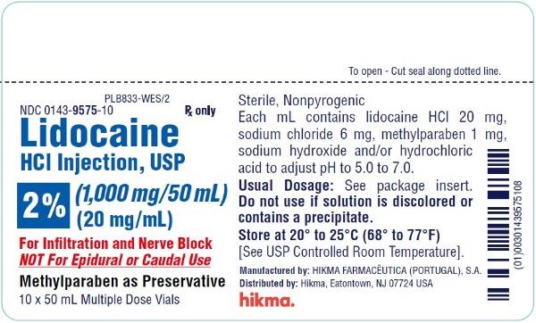 Rx Item-Lidocaine Hcl 1000MG 10X50 ML Multi Dose Vial by Hikma Pharma USA 