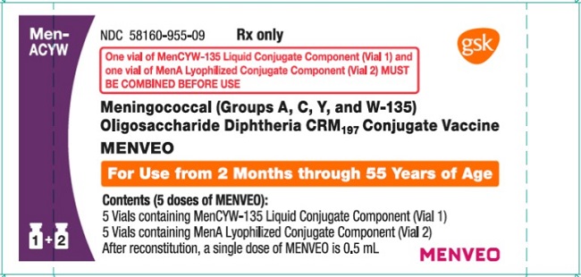 Rx Item-Menveo 5 Vial -Keep Refrigerated - by Glaxo Smith Kline Vaccines 