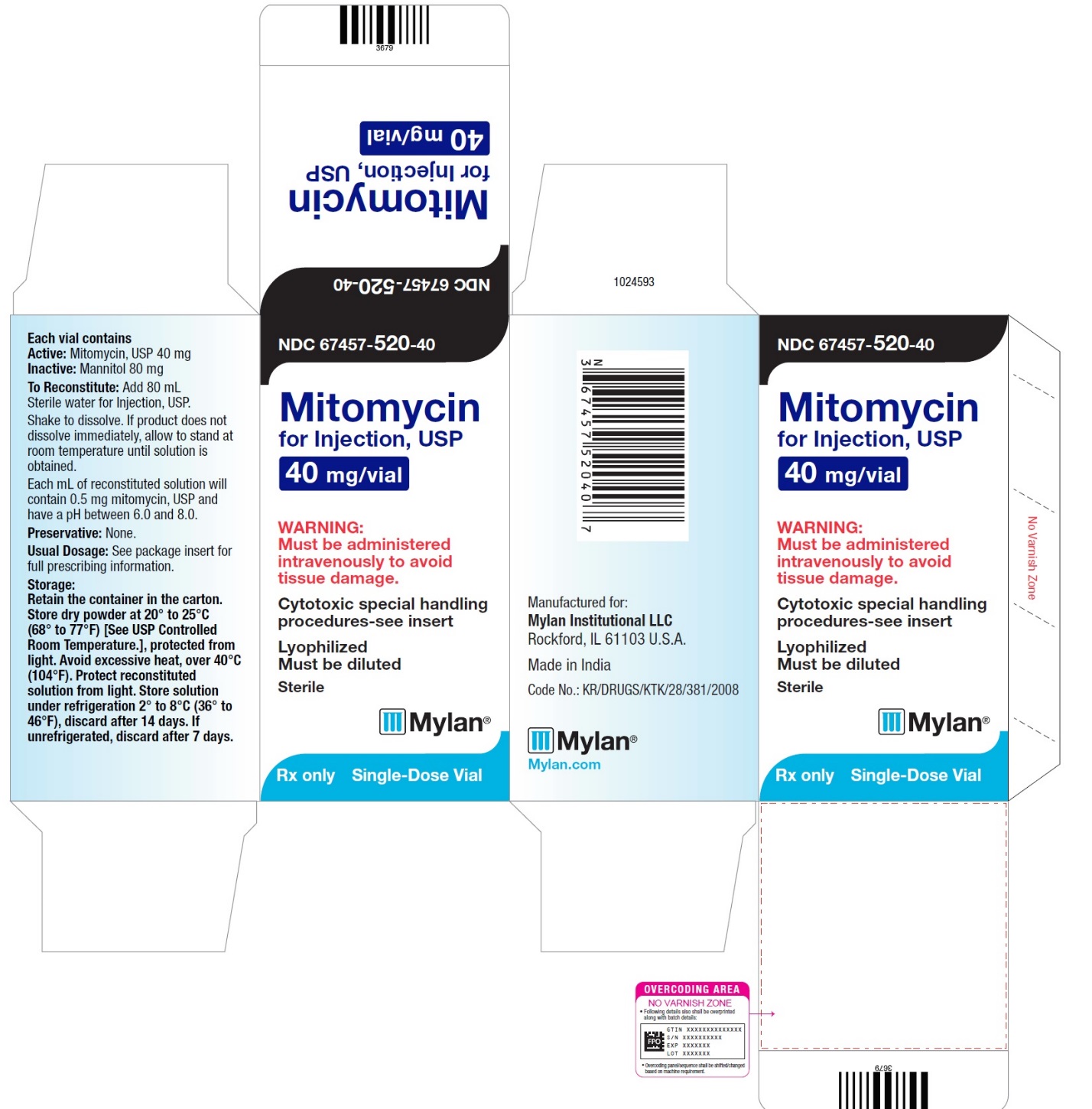 Rx Item-Mitomycin 40MG 1 Single Dose Vial by Mylan Gen  Mutamycin