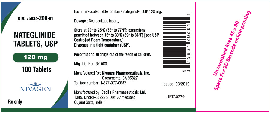 Rx Item-Nateglinide 120MG 100 Tab by Nivagen Pharma USA Gen Starlix