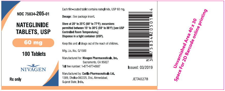 Rx Item-Nateglinide 60MG 100 Tab by Nivagen Pharma USA Gen Starlix