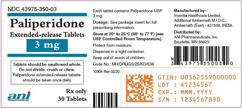 Rx Item-Paliperidone 3MG ER 30 Tab by Ani Pharma USA Gen Invega