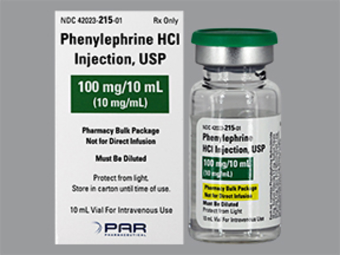 Rx Item-Phenylephrine 100MG 10 ML Vial by Par Pharma USA 