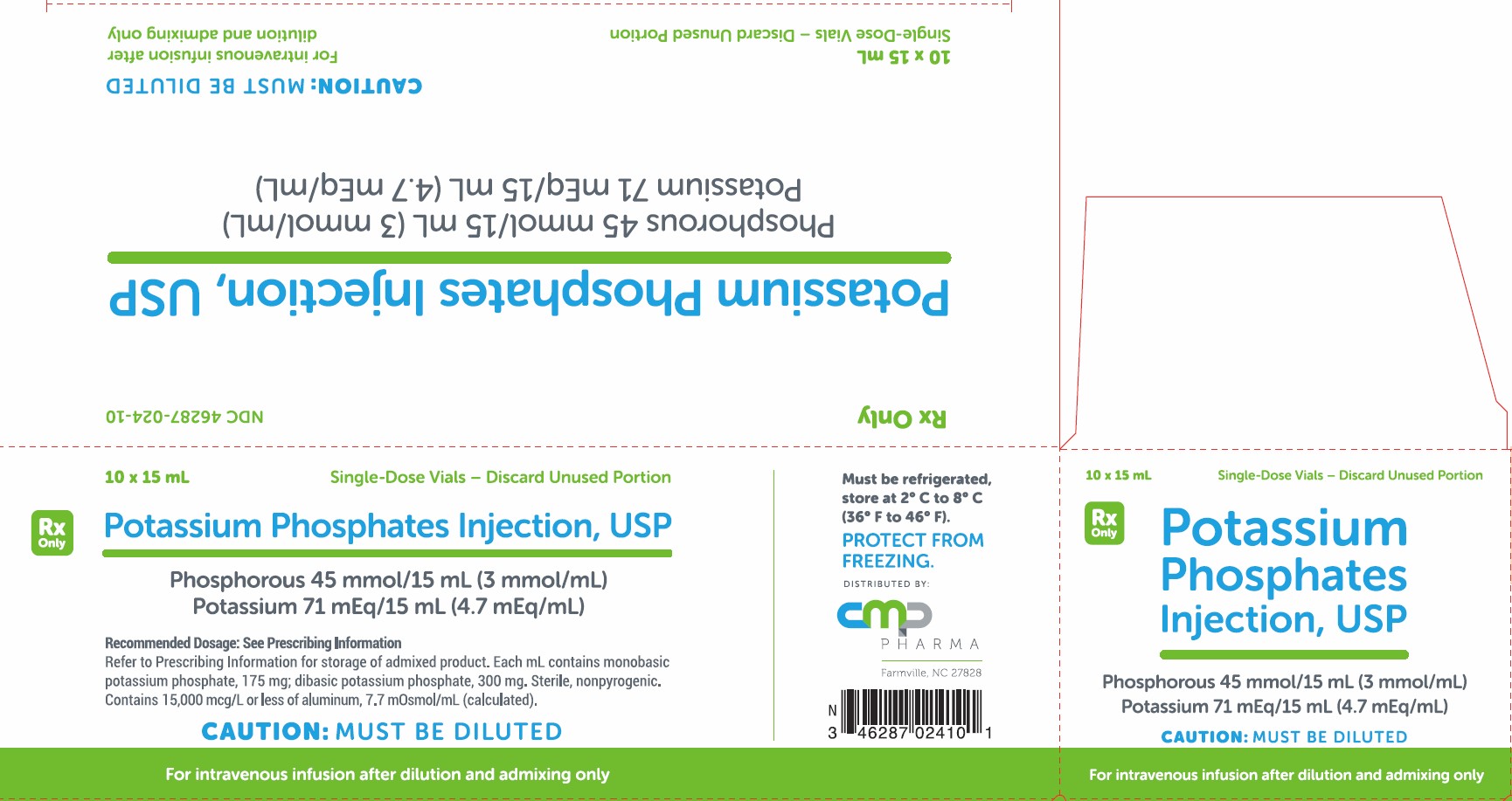 Rx Item-Potassium 10X15 ML Single Dose Vial -KEEP REFRIG- by Cmp Pharma USA -Bra