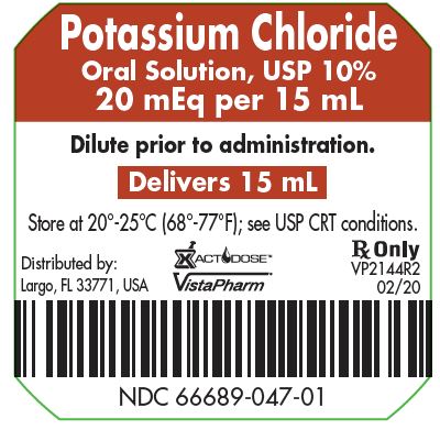 Rx Item-Potassium Chl 10% 50X15 ML Liquid by Vista Pharma USA 