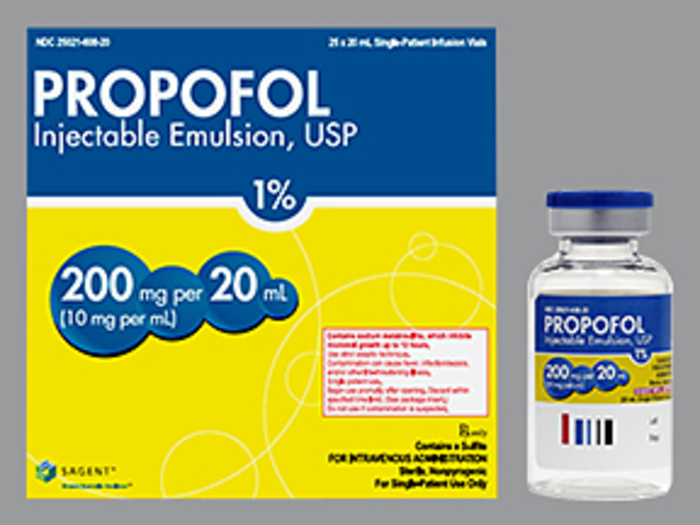 Rx Item-Propofol 10MG/ML 1X20 ML Vial  by Sagent Pharma USA Exp 2/25