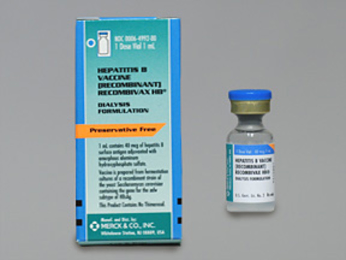 Rx Item-Recombivax hepatitis B vaccine PF 40MCG/ML 1 ML Vial -KEEP REFRIG-- by Merck & Co Pharma USA 