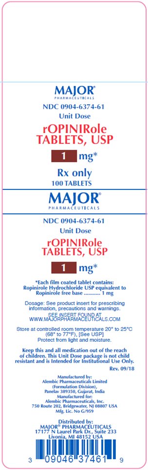 Rx Item-Ropinirole 1MG 100 Tab by Major Pharma USA UD Gen Requip