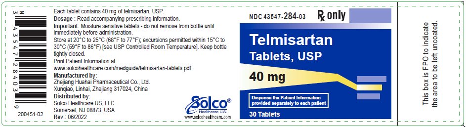 Rx Item-Telmisartan 40MG 30 Tab by Solco Pharma USA gen Micardis