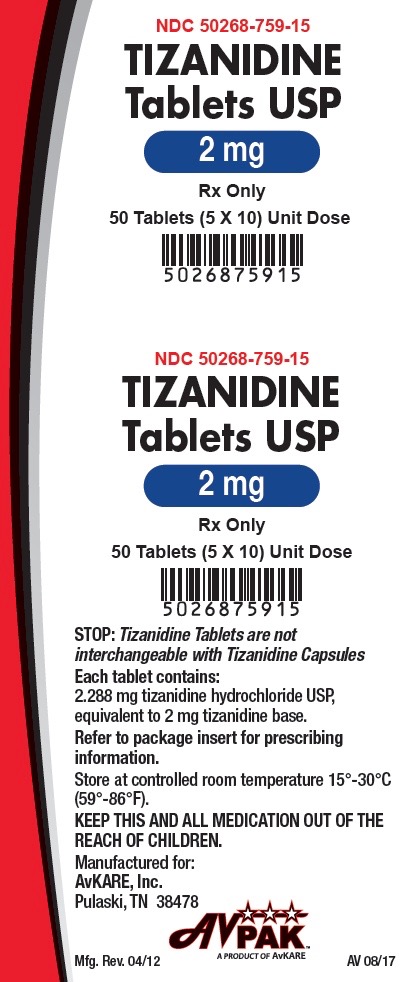 '.Rx Item-Tizanidine 2MG 50 Tab by Avkare .'