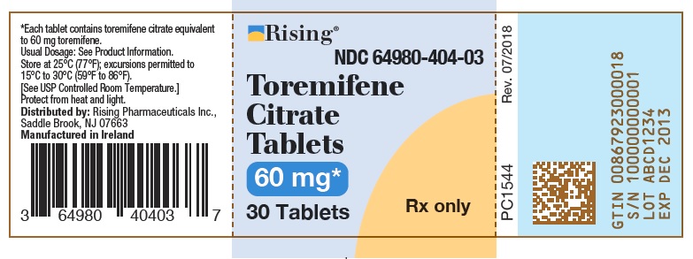 Rx Item-Toremifene 60MG 30 Tab by Rising Pharma USA Somerset gen Fareston