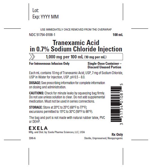 Rx Item-Tranexamic 1000MG 10X100 ML Bag by Exela Pharma USA 