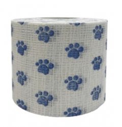 PawTape Adhesive Veterinary Tape, Blue Paw Print on White, 2 x 10yd By Andover