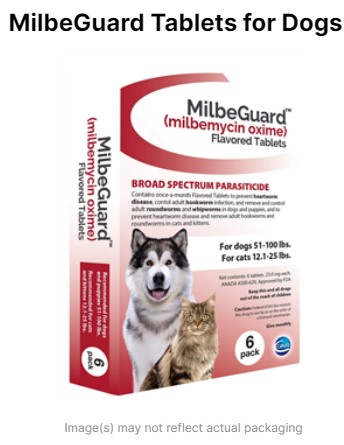 MilbeGuard Tablets for Dogs [50.1-100 lb] and Cats [12.1-25 lb], Re By Ceva(Vet)