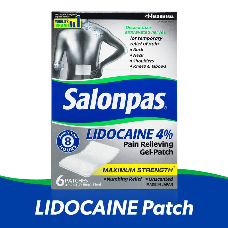 Salonpas Lidocaine Pain Relieving Gel Patch 4% - 6 Patches By Emerson ...