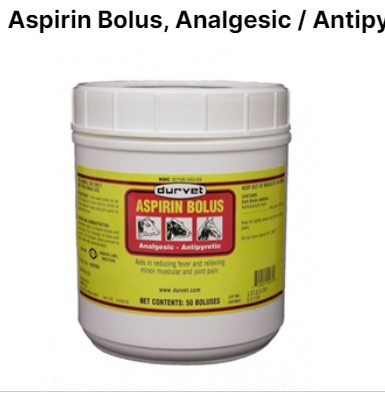 Aspirin Bolus, Analgesic / Antipyretic, 50 Count By Durvet