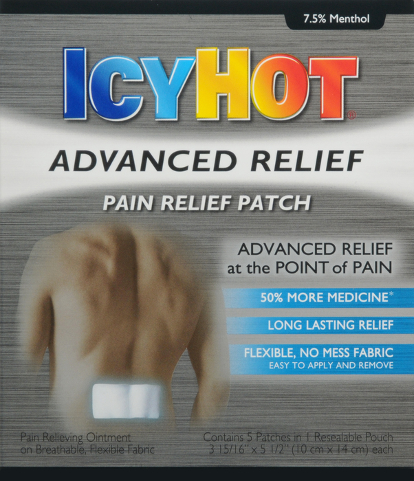 Pack of 12 Icy Hot ADVANCED PAIN RELIEF PATCH 5CT BY CHATTEM DRUG