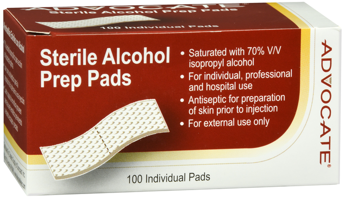 Advocate Sterile Alcohol Prep Pads 100 Count by Pharma Supply