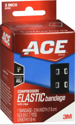 ACE Compression Bandage Black 3In W/Clip Bandage 1 By ACE 3M USA 
