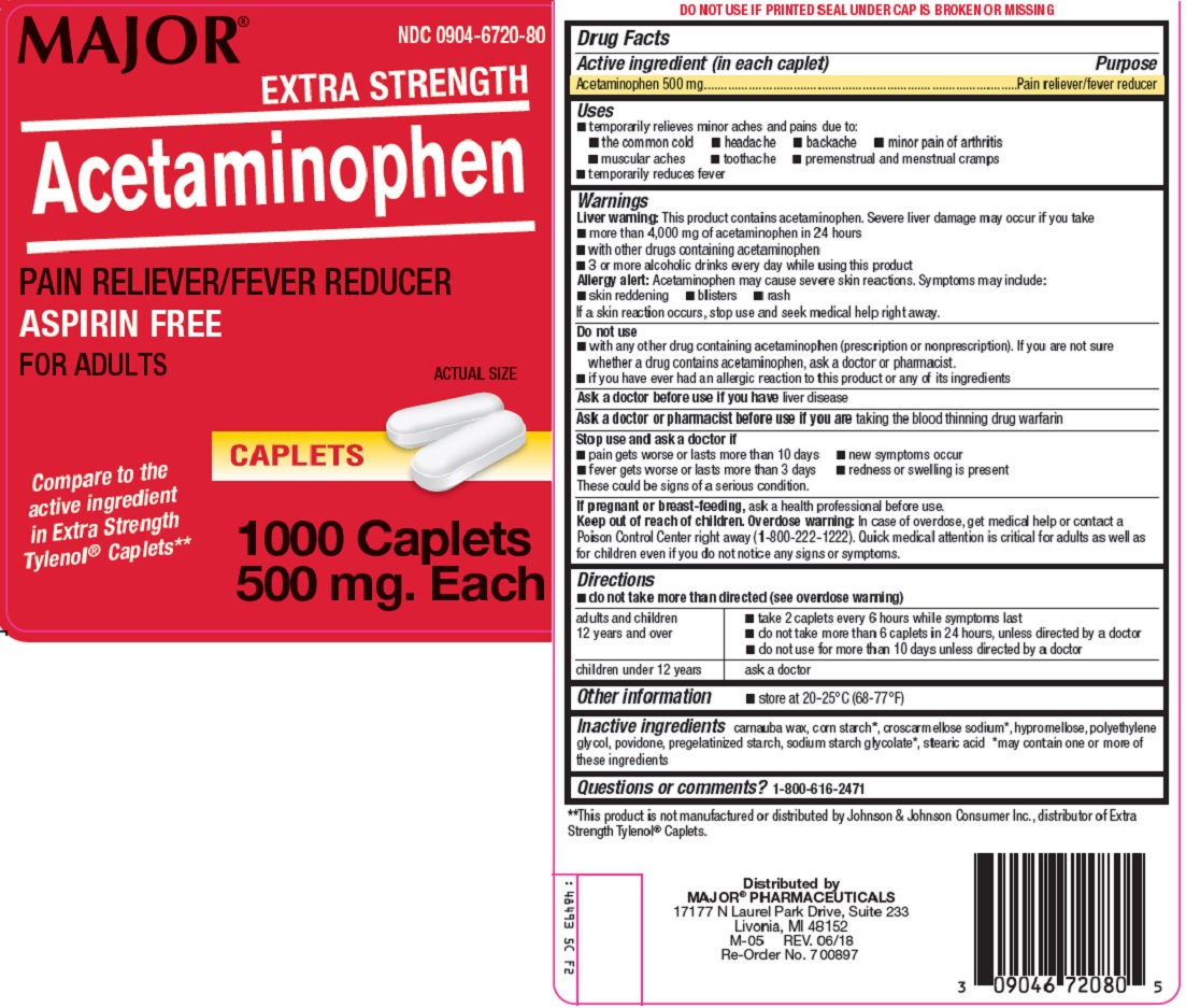 Acetaminophen Caplet 500 mg 1000 By Major Pharma USA Gen Tylenol