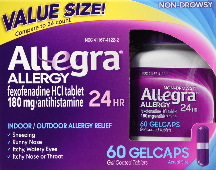 Allegra OTC 24HR 180 mg Gelcaps 60 By Chattem Drug & Chem Co USA 