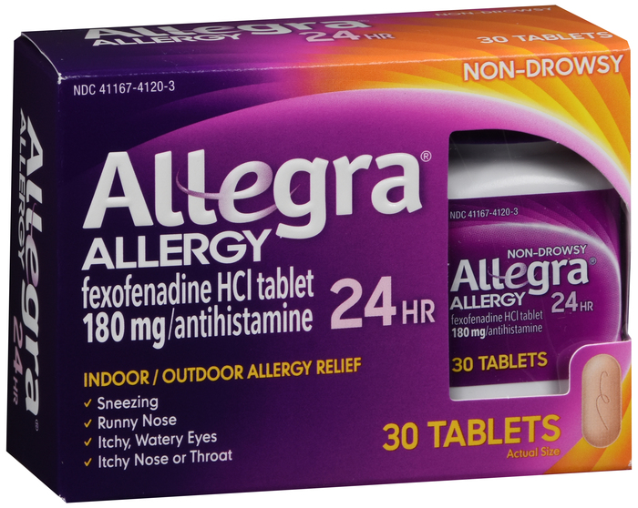 Allegra OTC 24HR 180 mg Tablet 24HR 180 mg 30 By Chattem Drug & Chem Co USA 