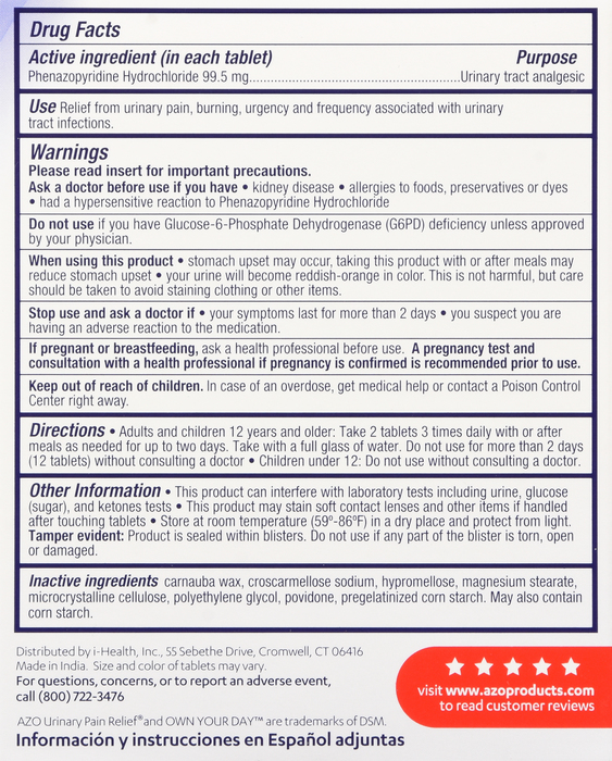 Azo Maximum Strength Urinary Pain Relief Tablets 24ct