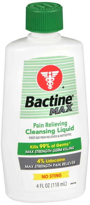 Bactine Max Pain Relief Cleansing Liquid 4 oz By Emerson Healthcare USA 