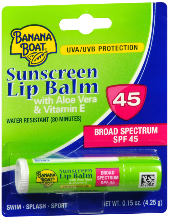 Banana Boat Lip Balm Aloe Sunscreen SPF 45 Balm 0.15 oz By Edgewell Personal Car