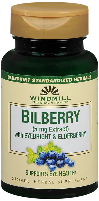 Bilberry 5 mg Extract Cap Caplet 5 mg 60 By Windmill Health Products USA 
