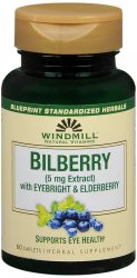 Bilberry 5 mg Extract Cap Caplet 5 mg 60 By Windmill Health Products USA 