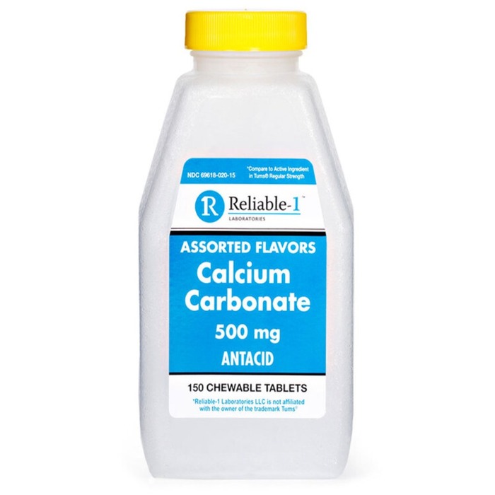 Calcium Carbonate 500 mg Chewable Tab 500 mg 150 By Reliable 1 Laboratories USA 