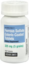Case of 24-Ferrous Sulfate 325 mg EC Tab 100 By Upsher-Smith Labs USA 