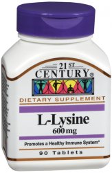 Case of 24-L-Lysine 600 mg Tab 90Ct Tab 600 mg 90 By 21st Century USA 
