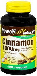 Case of 72-Cinnamon 1000 mg Capsules 1000 mg 100 By Mason Distributors USA 