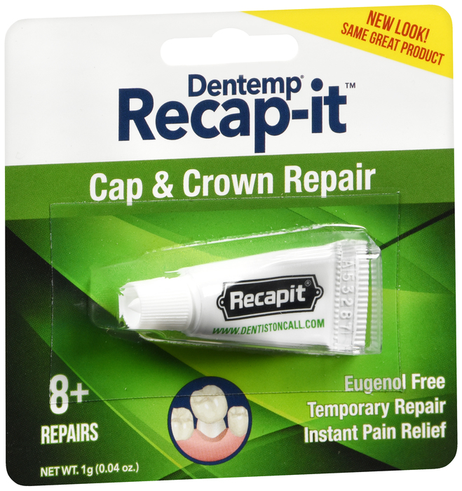 Pack of 12-Dentemp Recap-It Loose Cap Repair 1 gm By Emerson Healthcare USA 