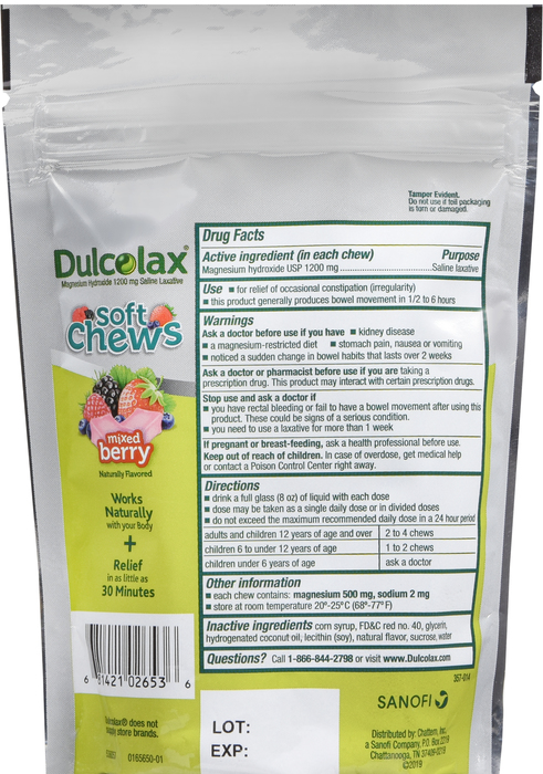 Pack of 12-Dulcolax Magnesium Hydroxide 1200 mg Saline Laxative
