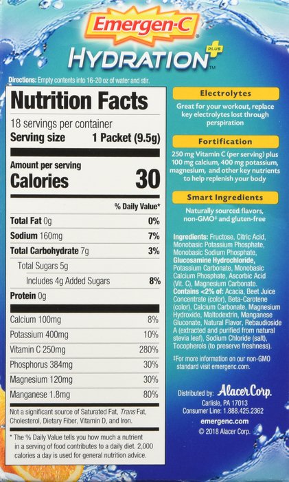 Emergencee Powder Emergen-C Hydration + Ornge Powder 18 By Glaxo Smith Kline Consumer Hc USA