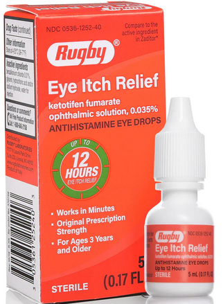Eye Itch Relief Ketotifen Opthalmic 0.035% 5 ml By Major Pharma/Rugby USA 