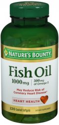 Fish Oil Odorless 1000 mg Softgel Soft Gel 220 By Nature's Bounty USA 