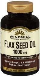Flax Seed Oil 1000 mg Sgc Soft Gel 1000 mg 100 By Windmill Health Products USA 