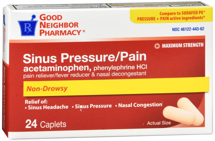 GNP Sinus Pressure Pain Caplet 325-5 mg 24 By LNK International/GNP USA 
