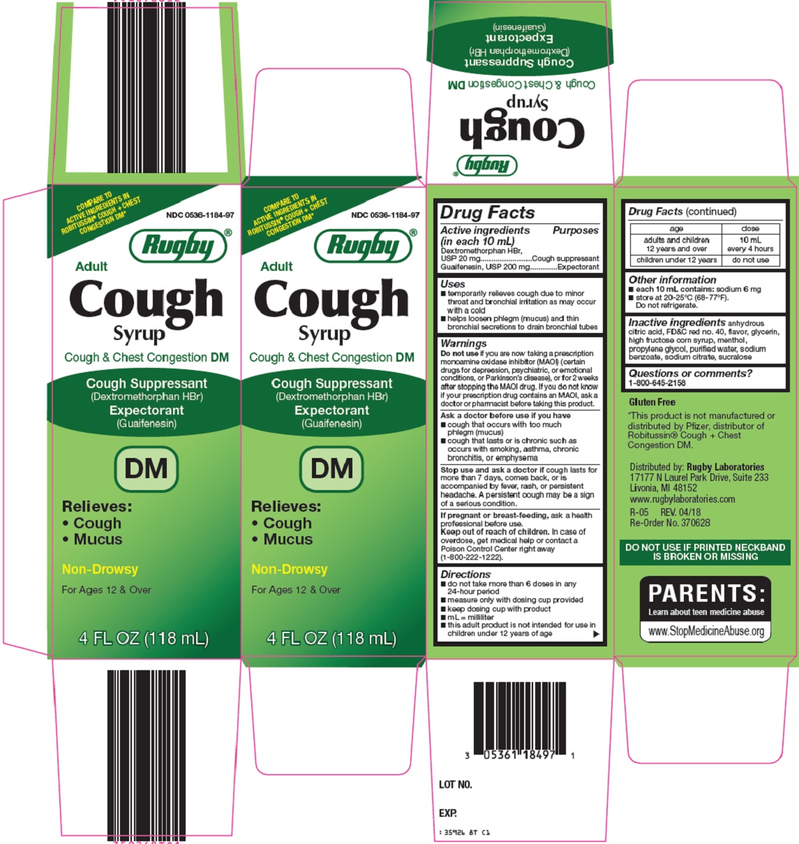 Guaifenesin DM Xtr Str Syrup 4 oz By Major Pharma/Rugby USA Gen