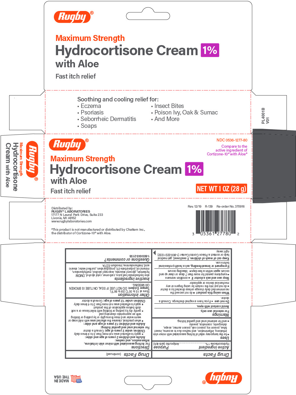 Hydrocortisone With Aloe 1% Cream 1% 28 gm By Major Pharma/Rugby USA 